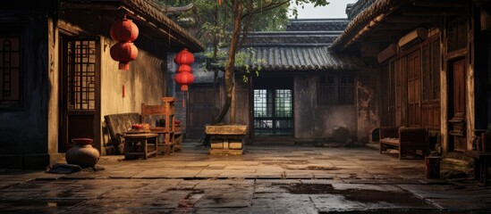 Naklejka na ściany i meble Ancient Chinese dwelling