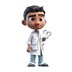 Cartoon character of a doctor with stethoscope on white background
