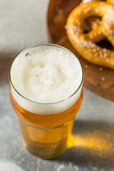 Cold Refreshing Oktober Fest Beer with Pretzels