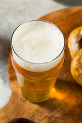 Cold Refreshing Oktober Fest Beer with Pretzels