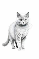 British Shorthair Cat pencil drawing