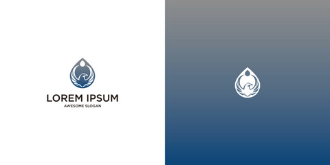 eagle and water drop logo design vector illustration template