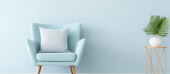 Chair with a light blue pillow