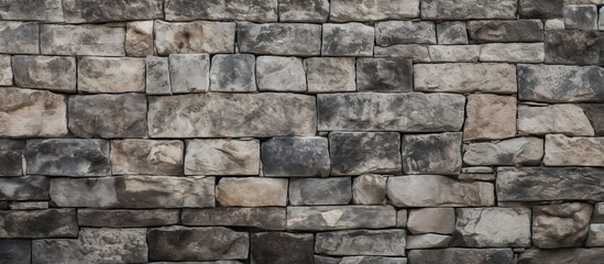 Fototapeta premium Horizontal architecture backdrop wallpaper with grunge stone wall texture