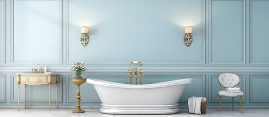 Elegant classical style bathroom with sink and bathtub