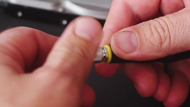 Screwdriver bit replacement. Close up.