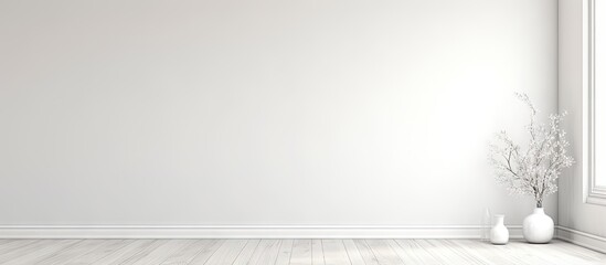 Scandinavian style illustration of an empty white room