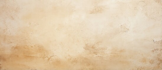 Close up of a vintage brown paper texture on a plain cream color cement wall showcasing beige and light brown shades of natural stone