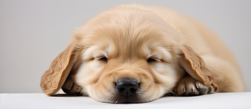 A young golden retriever puppy two weeks old alone in a picture