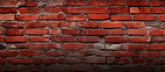 large brick wall in red room