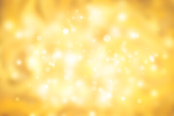 Golden rays and sparkles or glitter lights. Merry Christmas festive background. Defocused circle bokeh or particles
