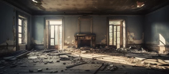  Interior of abandoned old house destroyed © HN Works