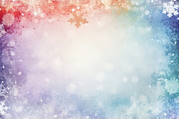 Fototapeta na wymiar New Year multicolored banner mockup with snowflakes and blank space for product placement or promotional text.