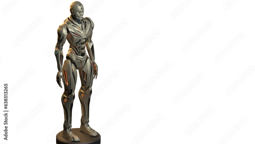 Fototapete 3d rendering of detailed futuristic robot man or humanoid cyborg. front side view of the whole body 