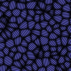 Seamless abstract pattern with blue stripes on a black background.