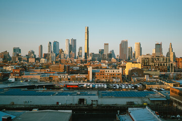 Skyline view from Smith-9th Streets Station in Brooklyn, New York City - obrazy, fototapety, plakaty