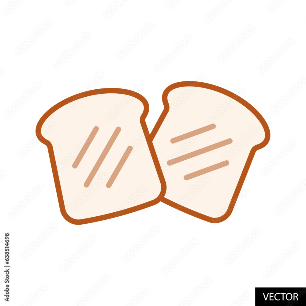 Poster toast bread, sliced bread vector icon in flat style design for website design, app, ui, isolated on 