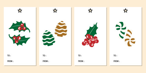 Merry Christmas tags set. Christmas printable gift tags.