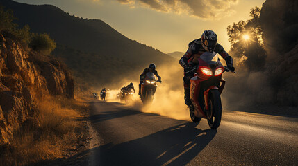Rasantes Motorradrennen: Geschwindigkeit auf der Straße
