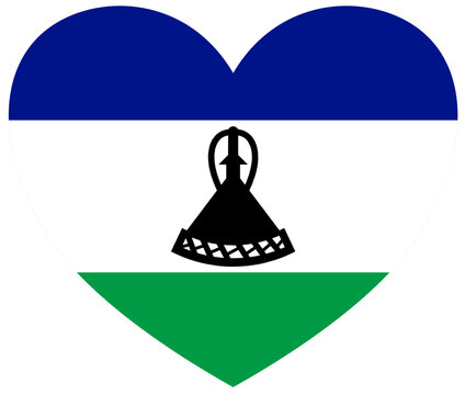 recommend clip art: Lesotho flag in heart shape isolated  on  transparent  background