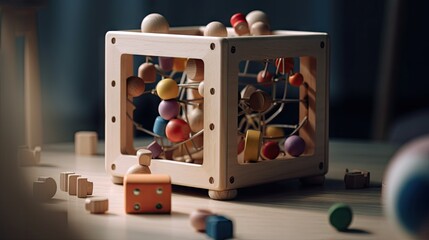 Illustration of colorful wooden box toys
