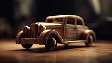 Unique wooden toy car illustration