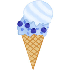 Blueberry ice cream cone