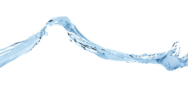 Water wave on white background close-up, clean drinking water concept