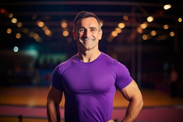 Portrait of a smiling man standing in boxing ring at the gym