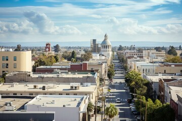 Daytime view of Stockton, California's city center. Generative AI