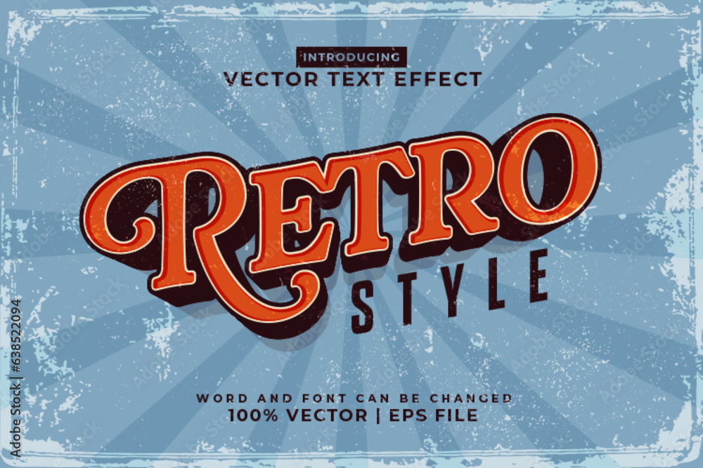 Fototapete editable text effect retro 3d style premium vector