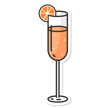 Sticker glass of mimosa cocktail isolated vector