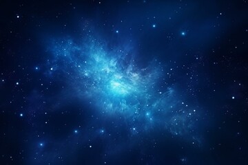 Bright stars shining in a blue galaxy. Artistic portrayal. Generative AI