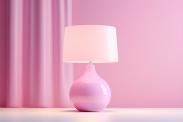 Beautiful pink lamp on soft-colored background with plenty of space. 3D illustration. Generative AI