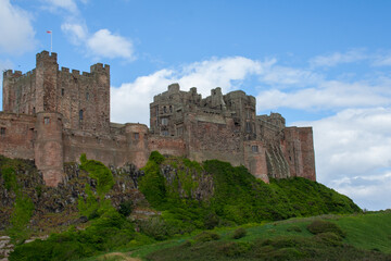 Fototapeta na wymiar Side view of Bamburgh Castle