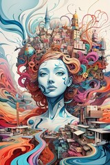 Fototapeta premium An AI art that can understand the mind of a mental patient. Status of mind Category