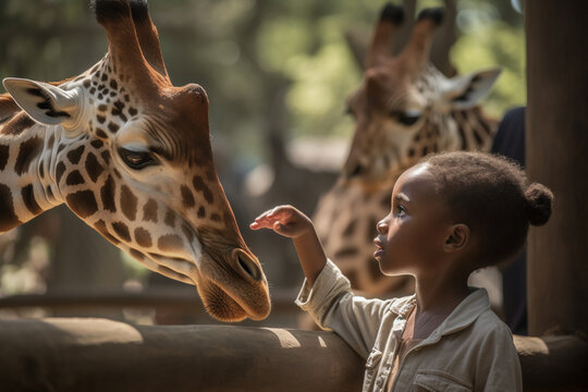 Zookeeper's Enchantment: Engaging Children While Feeding Giraffes