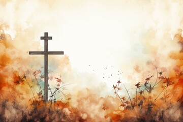 Christian-themed watercolor background for All Saints Day. Generative AI - obrazy, fototapety, plakaty