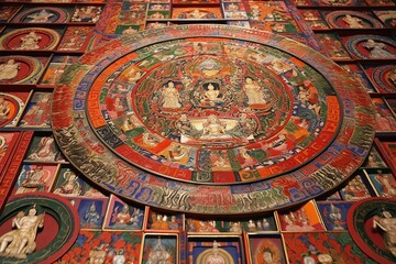 Fototapeta na wymiar Artwork of Himalayan thangkas and meditation mandalas. Generative AI