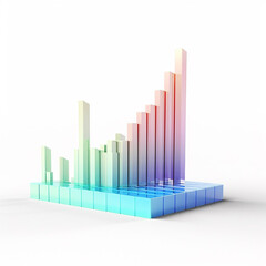 Fototapeta premium 3D Minimal Data Analysis Icon: Rising Finances and Strengthening Currency