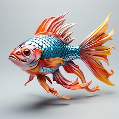 fish blender model, 3d, illustration