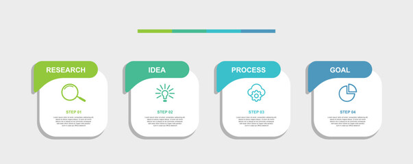 Vector infographic design template with 4 options or steps in simple minimalist style