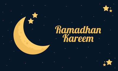 Obraz na płótnie Canvas Ramadan kareem illustration background with moon view. with a beautiful night atmosphere.
