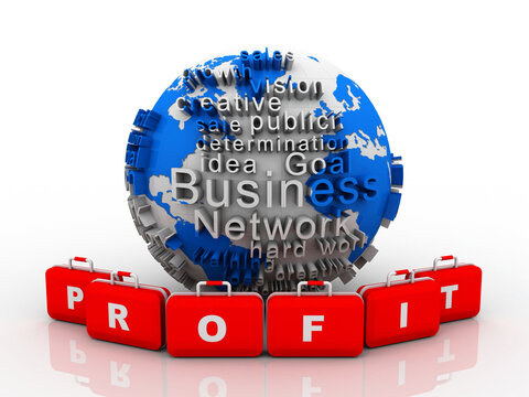 3d rendering Profit with globe

    