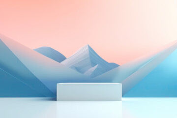 Minimal bright frosted glass wall background for product podium