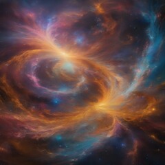 Obraz premium A cosmic ballet of elemental spirits dancing amidst the swirling colors of a supernova1