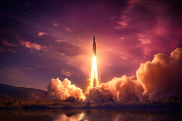 Rocket launch startup and business concept