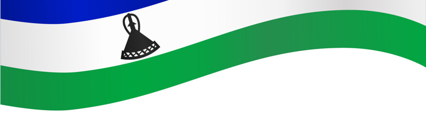 Lesotho flag wave isolated on png or transparent background