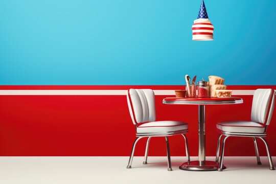 American Diner themed background large copy space - stock picture backdrop