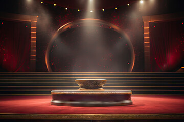  Stage podium with lighting, Stage Podium Scene with for Award